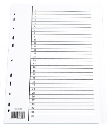 Hakemisto A4 kartonkia 31-os blanko valkoinen,  35 kpl/ltk